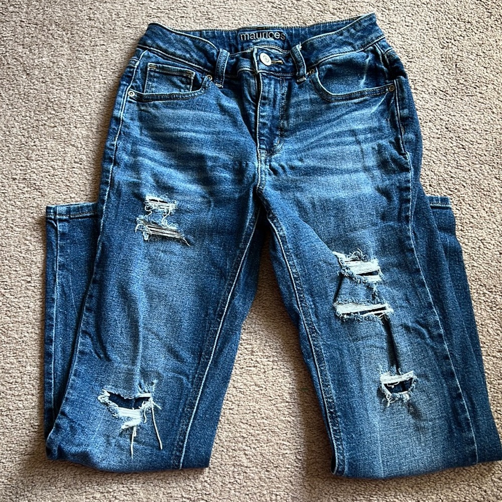 Maurices High Rise Distressed Boyfriend Jeans